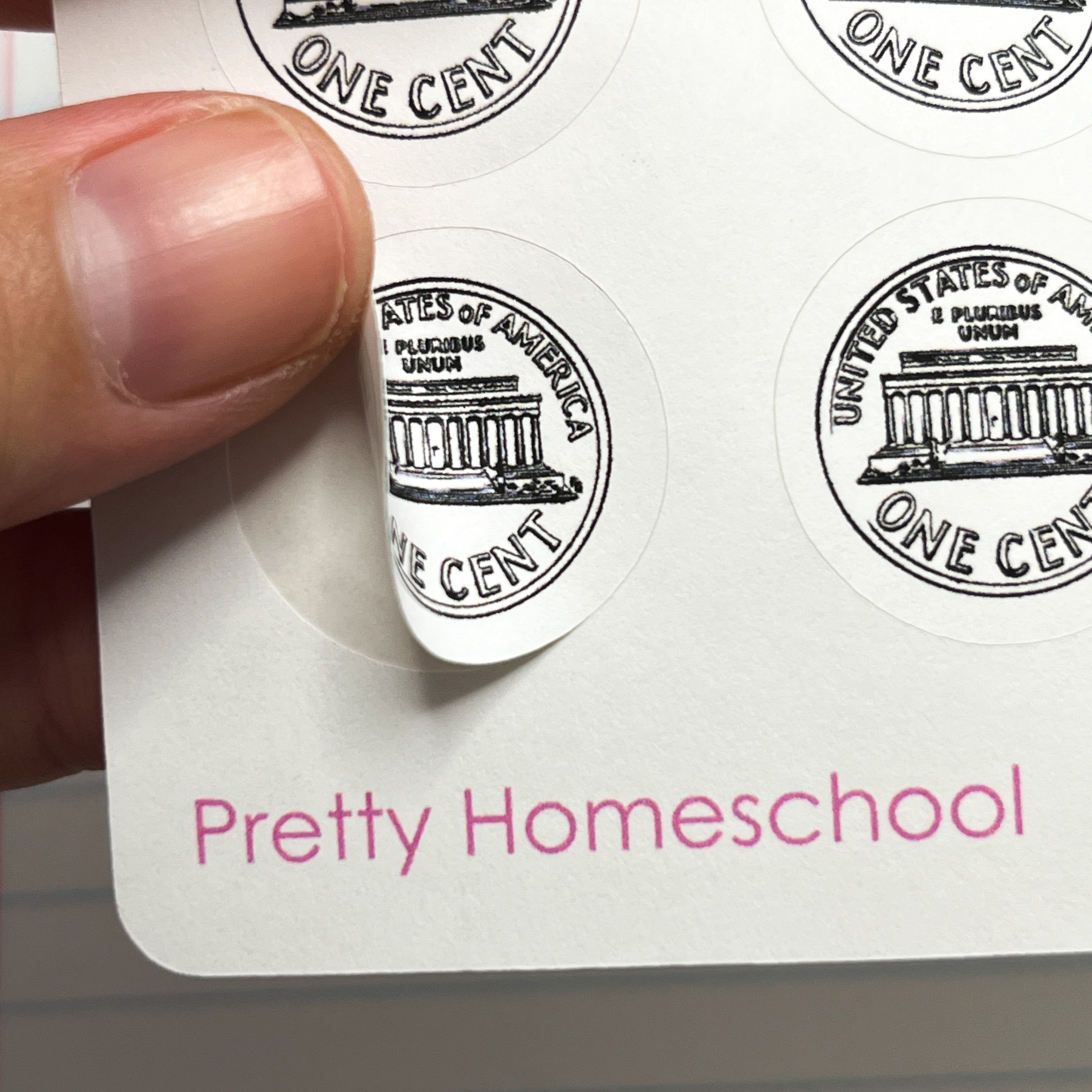 Black and White One-cent Coin Stickers 1¢