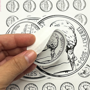 Black and White Five-cents Coin Stickers 5¢