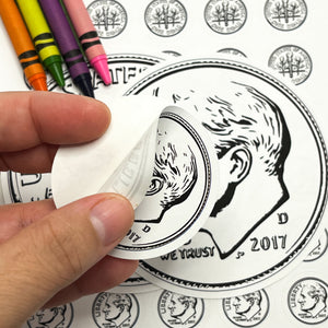 Black and White Ten-cents Coin Stickers 10¢