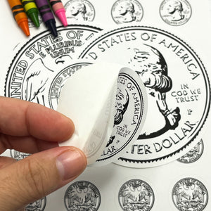 Black and White Twenty-five-cents Coin Stickers 25¢