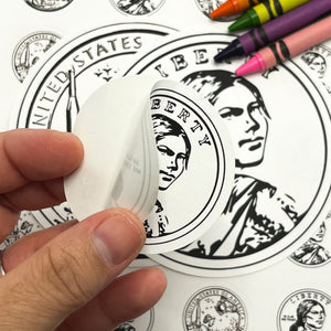 Black and White One-dollar Coin Stickers $1