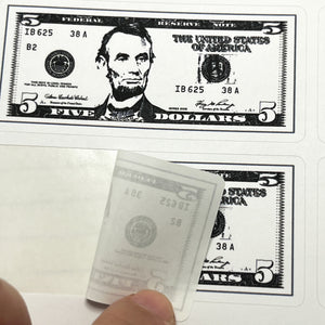 Black and White Math Five-dollar Bill Stickers $5