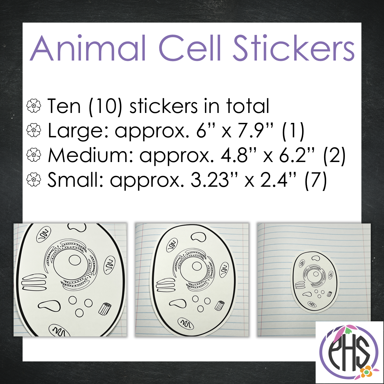 Black and White Animal Cell Stickers