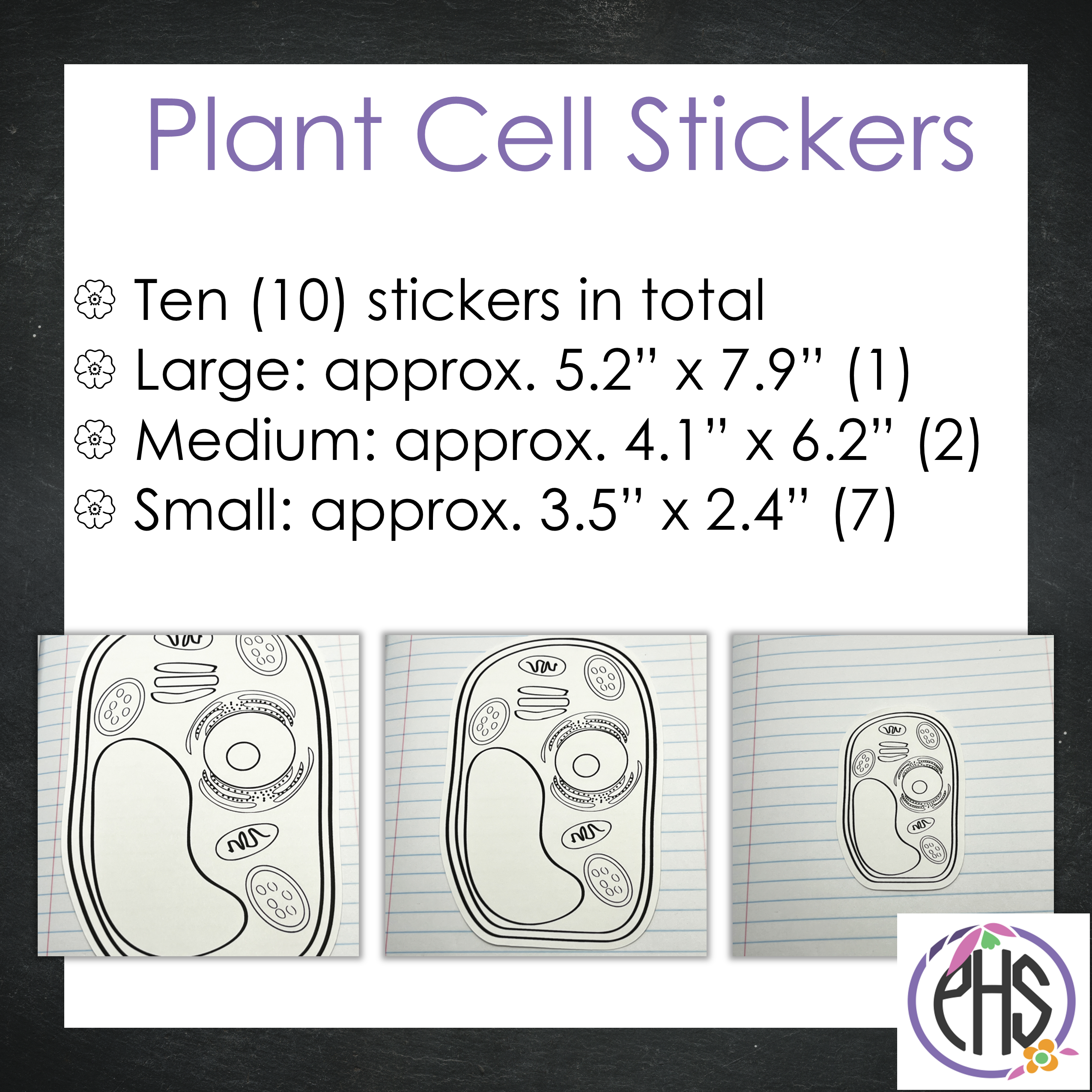 Black and White Plant Cell Stickers