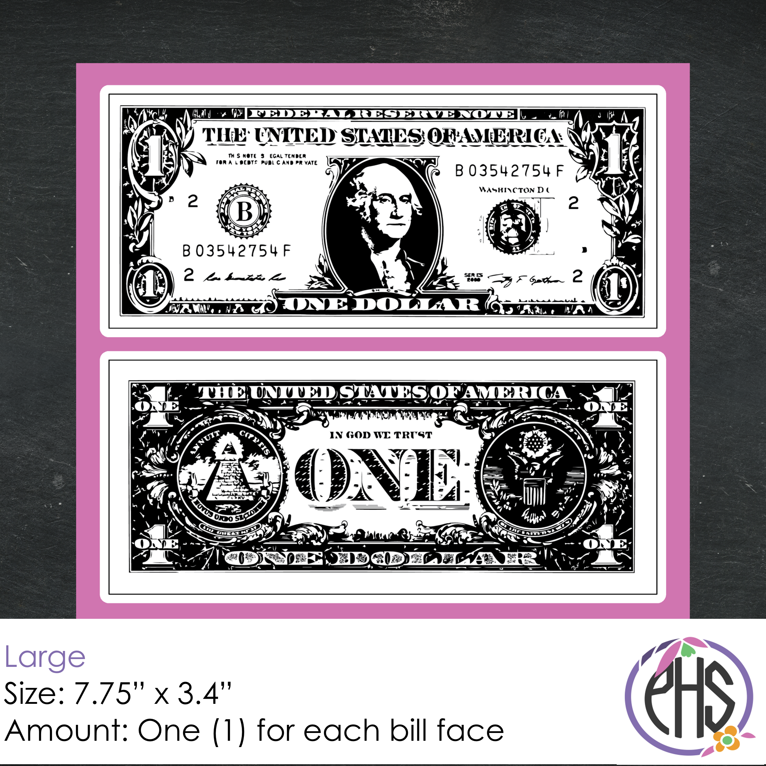 Black and White Math One-dollar Bill Stickers $1