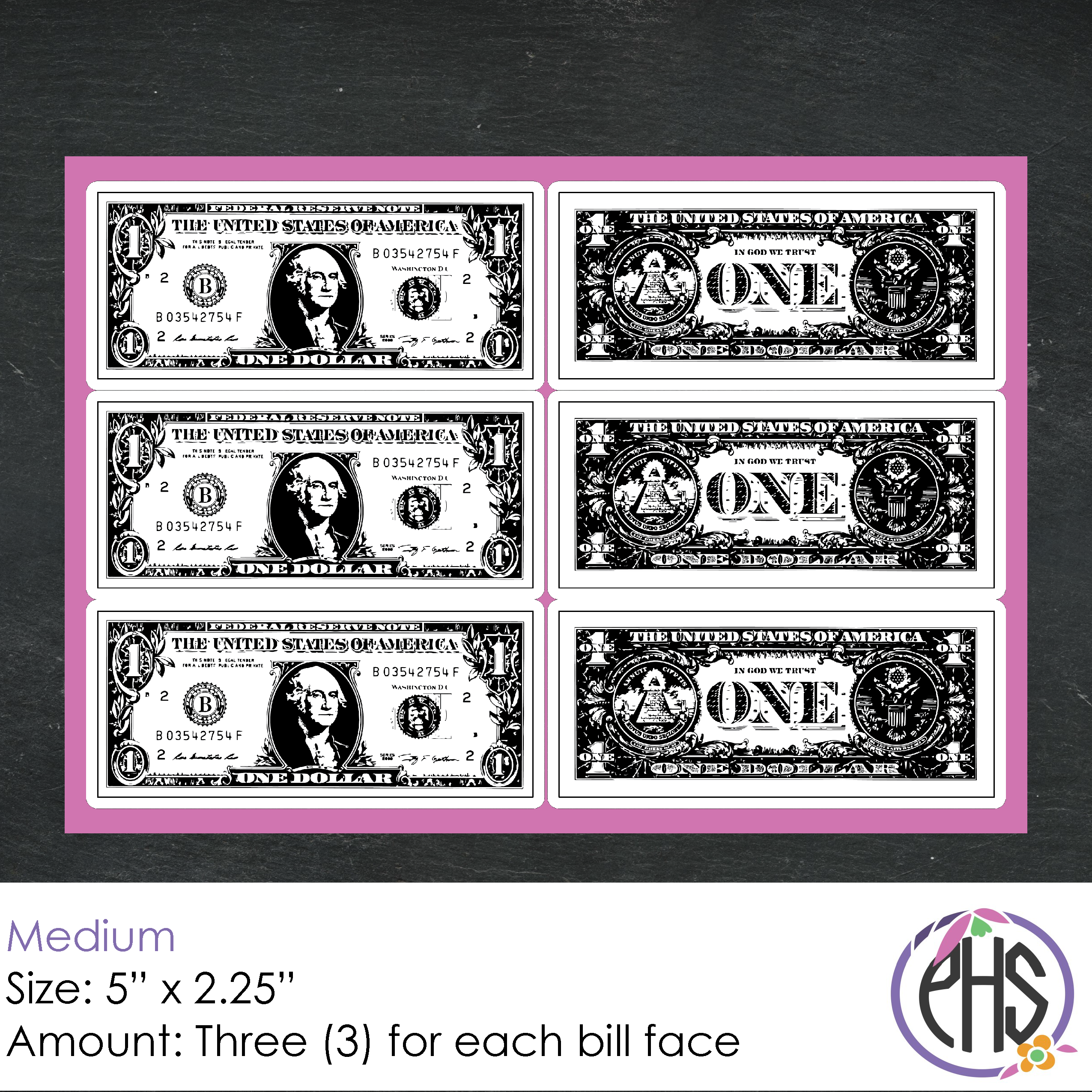 Black and White Math One-dollar Bill Stickers $1