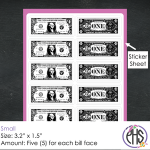 Black and White Math One-dollar Bill Stickers $1