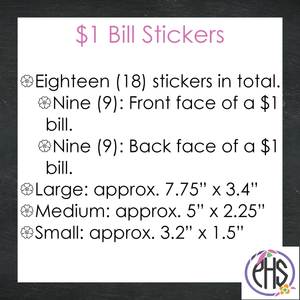 Black and White Math One-dollar Bill Stickers $1