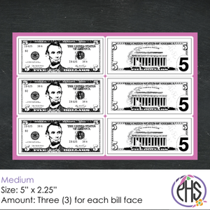 Black and White Math Five-dollar Bill Stickers $5