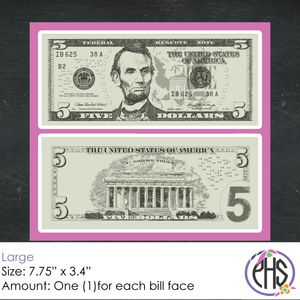 Math Five-dollar Bill Stickers $5