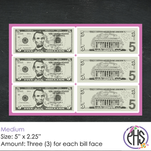 Math Five-dollar Bill Stickers $5