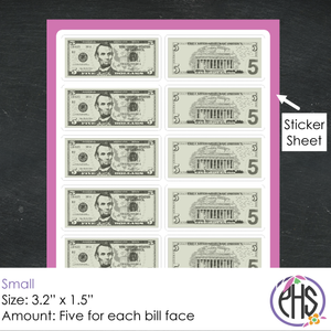 Math Five-dollar Bill Stickers $5