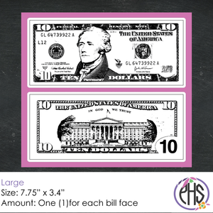 Black and White Math Ten-dollar Bill Stickers $10