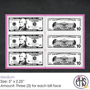 Black and White Math Ten-dollar Bill Stickers $10