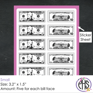 Black and White Math Ten-dollar Bill Stickers $10