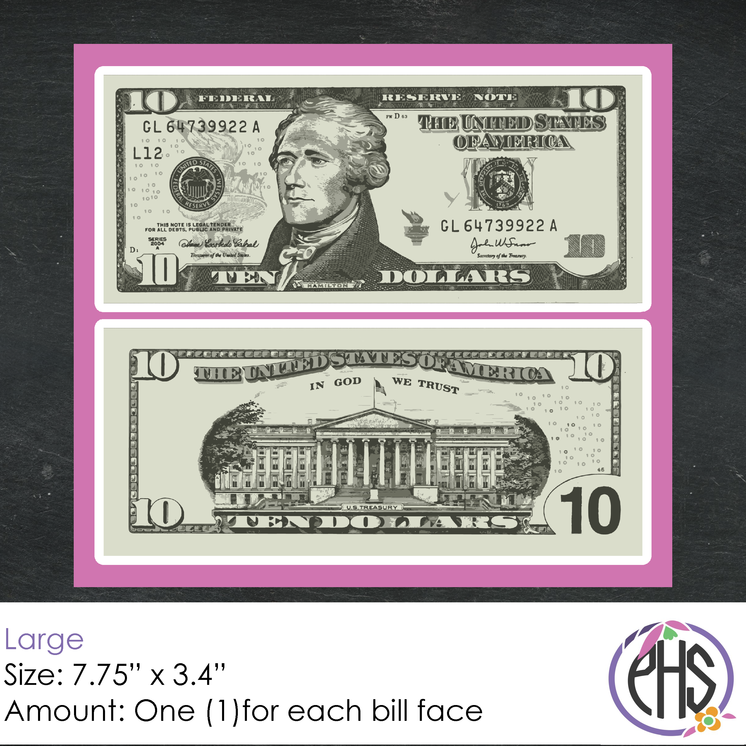 Math Ten-dollar Bill Stickers $10