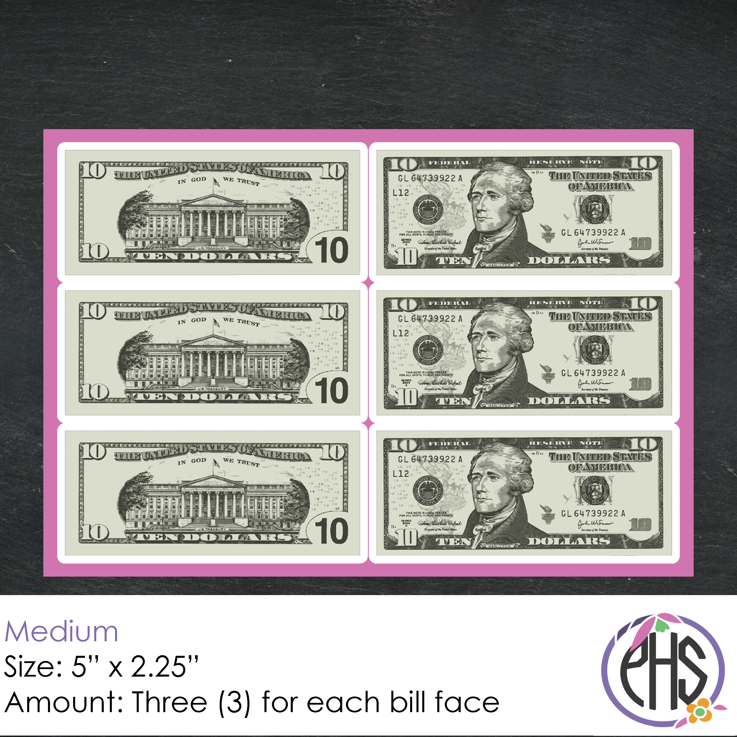 Math Ten-dollar Bill Stickers $10