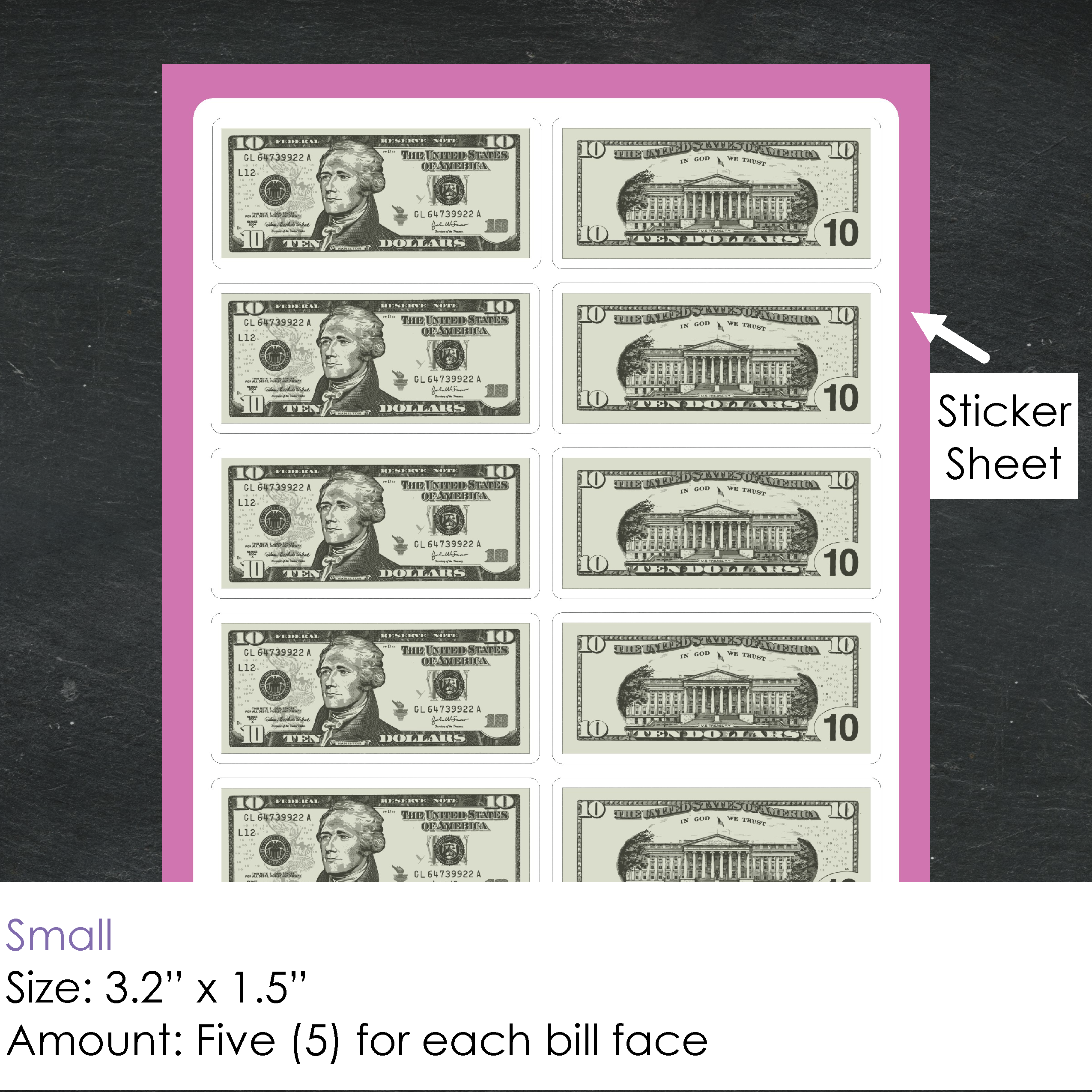 Math Ten-dollar Bill Stickers $10