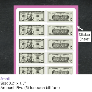 Math Ten-dollar Bill Stickers $10