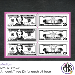 Black and White Math Twenty-dollar Bill Stickers $20