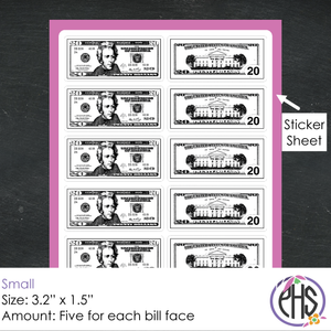 Black and White Math Twenty-dollar Bill Stickers $20