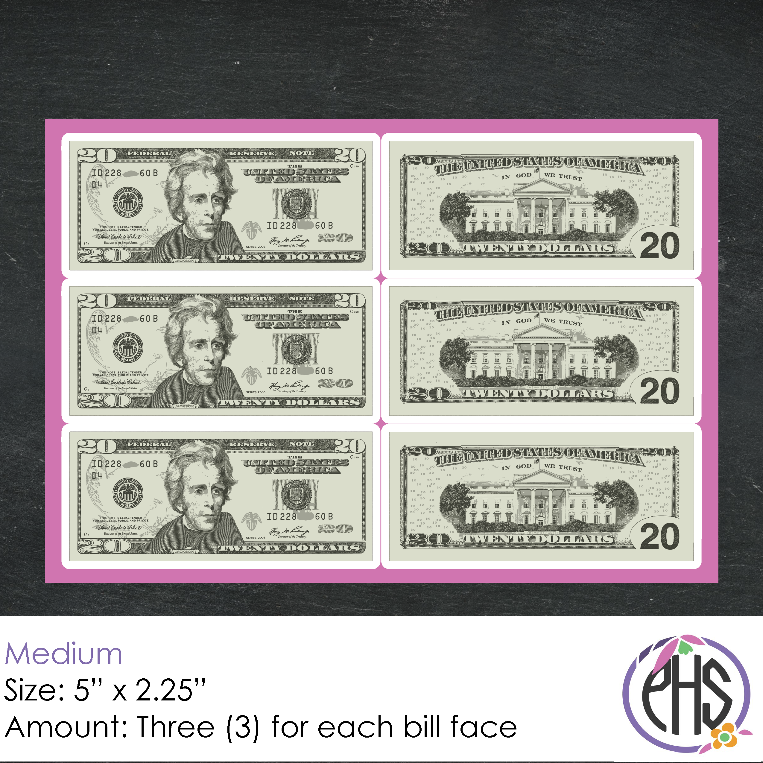 Math Twenty-dollar Bill Stickers $20