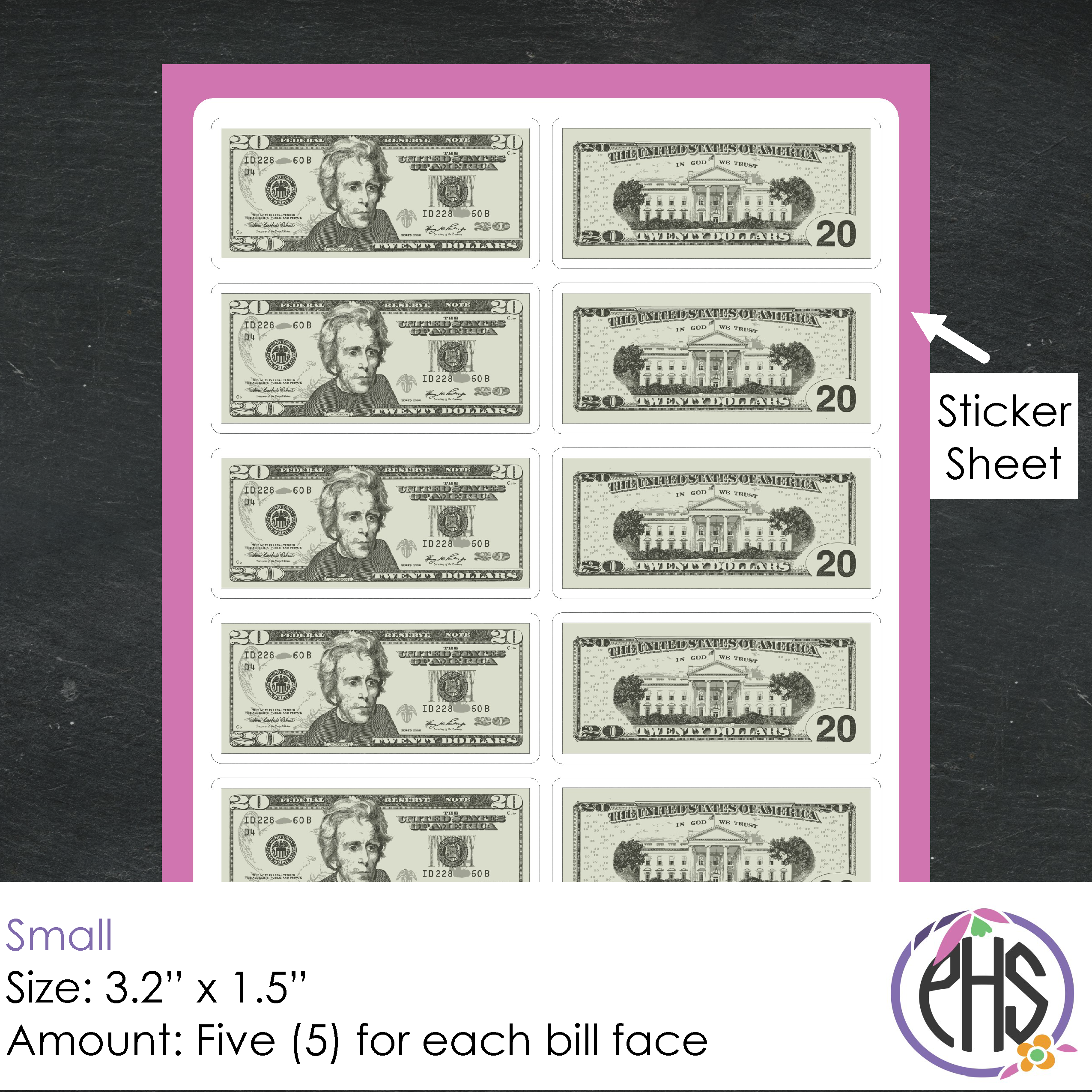 Math Twenty-dollar Bill Stickers $20