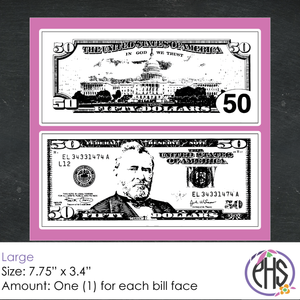 Black and White Math Fifty-dollar Bill Stickers $50