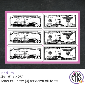 Black and White Math Fifty-dollar Bill Stickers $50