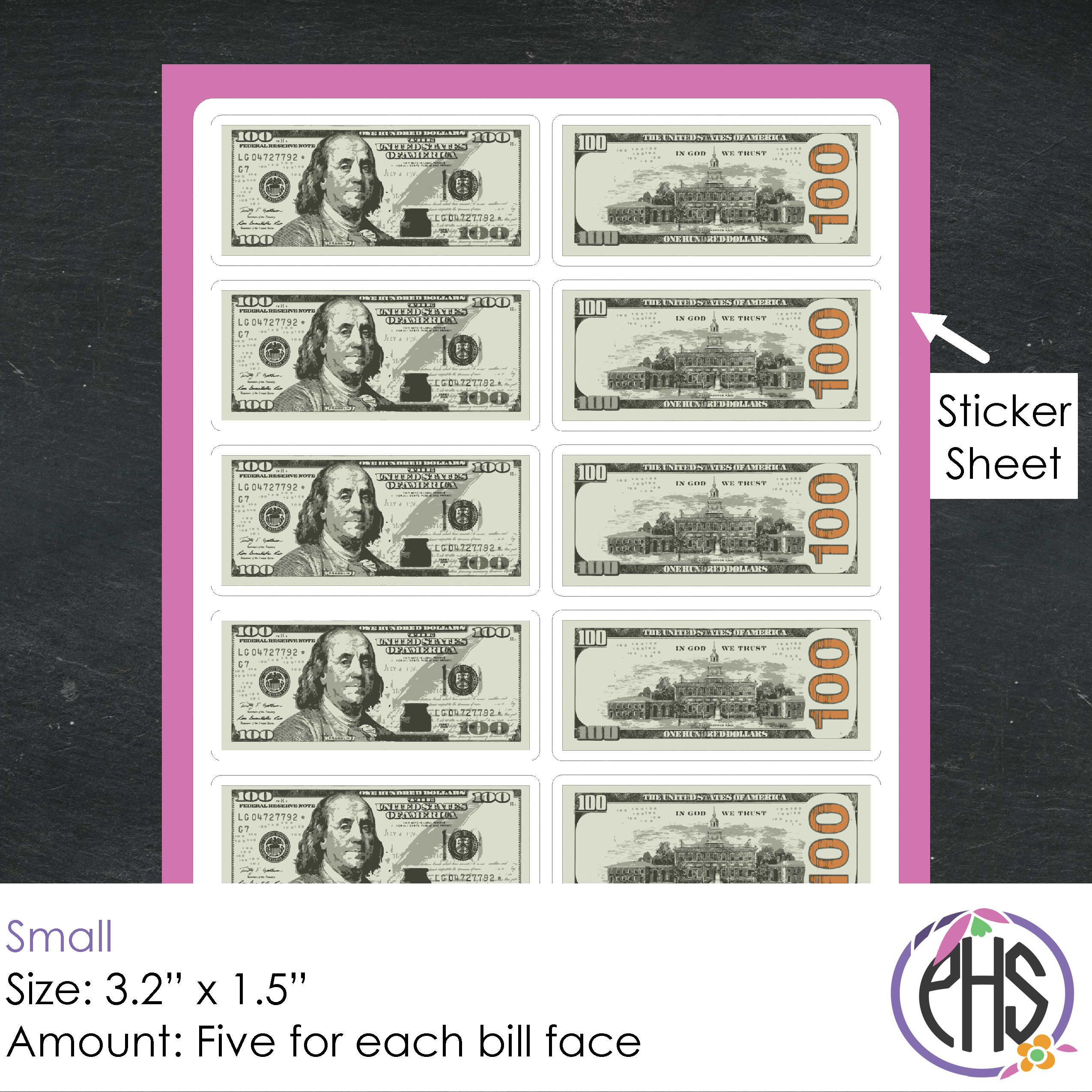 Math One-hundred-dollar Bill Stickers $100