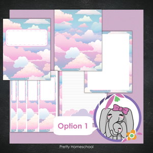 Printable and Editable Binder Covers and Spines - Clouds