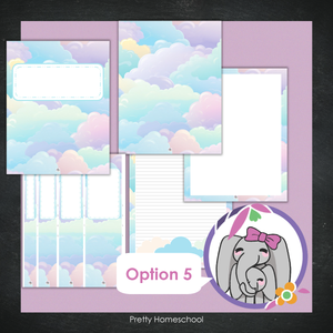 Printable and Editable Binder Covers and Spines - Clouds