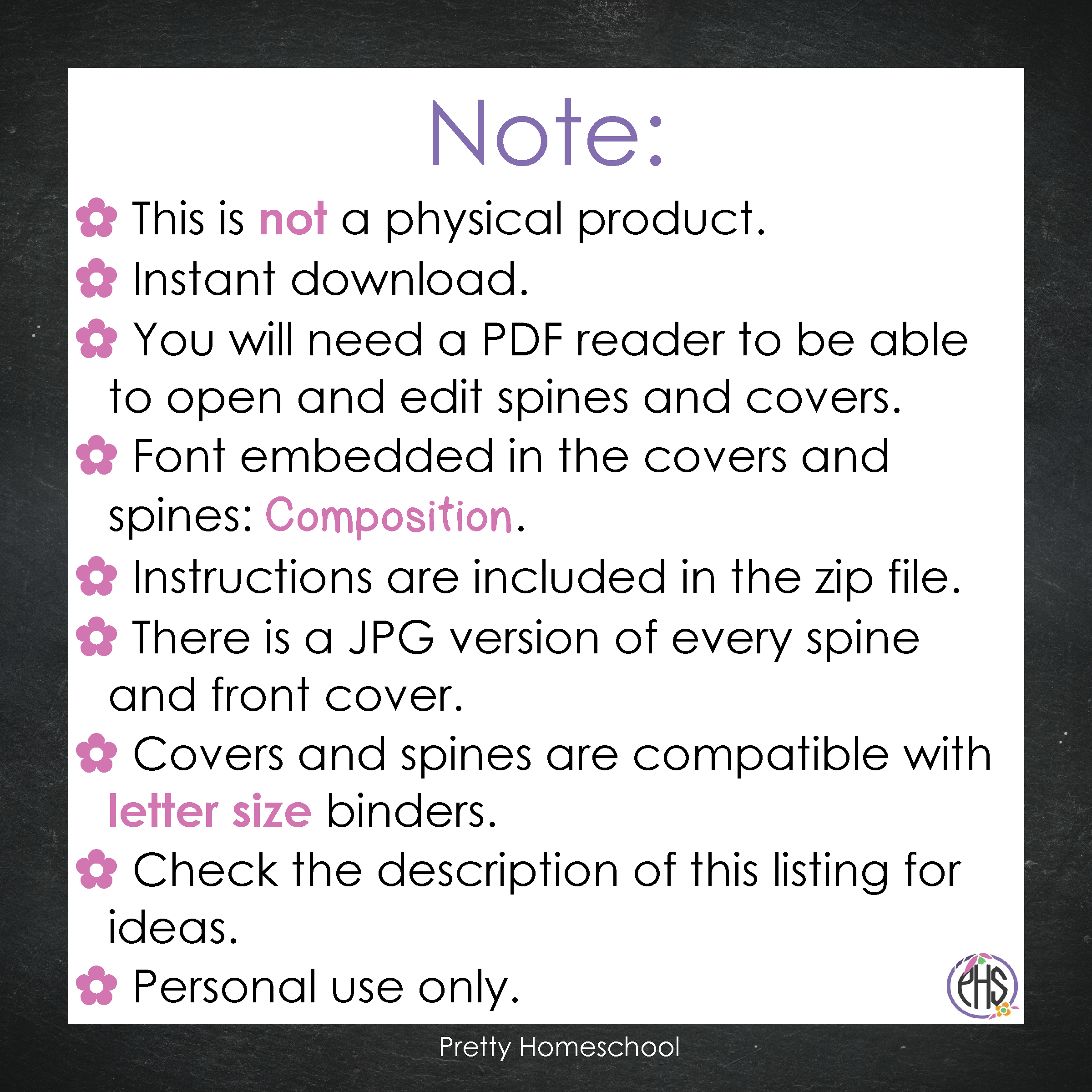 Printable and Editable Binder Covers and Spines - Composition