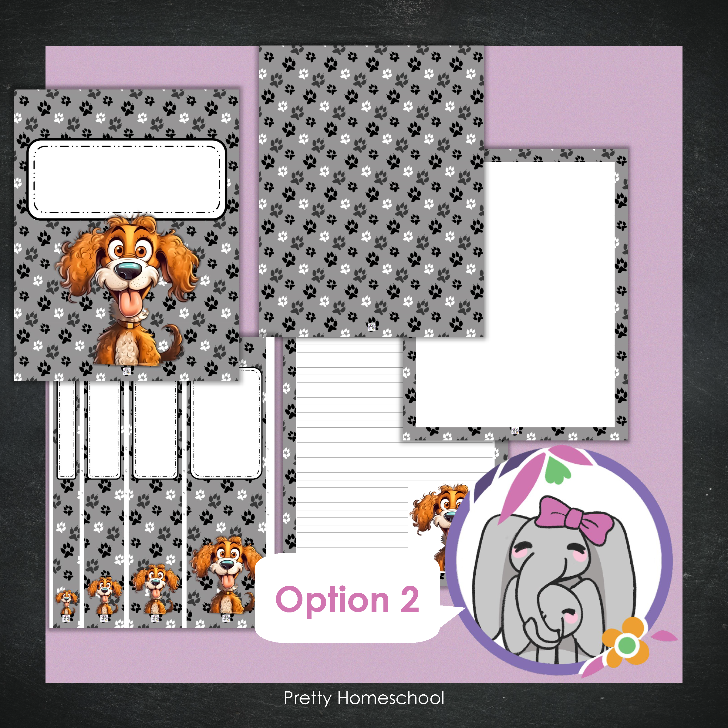 Printable and Editable Binder Covers and Spines - Happy Dogs