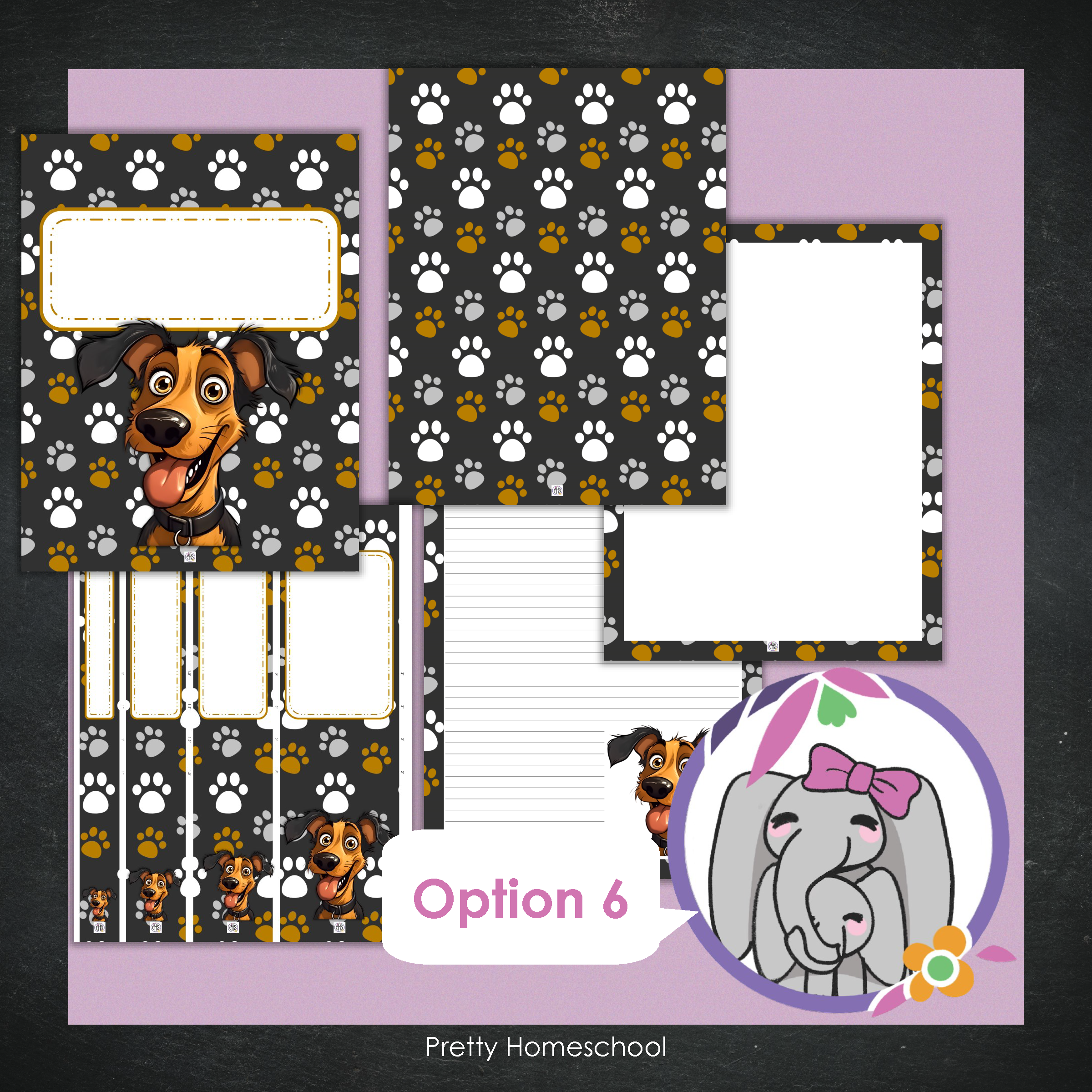 Printable and Editable Binder Covers and Spines - Happy Dogs