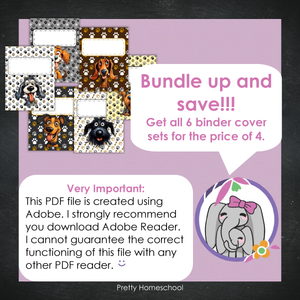 Printable and Editable Binder Covers and Spines - Happy Dogs