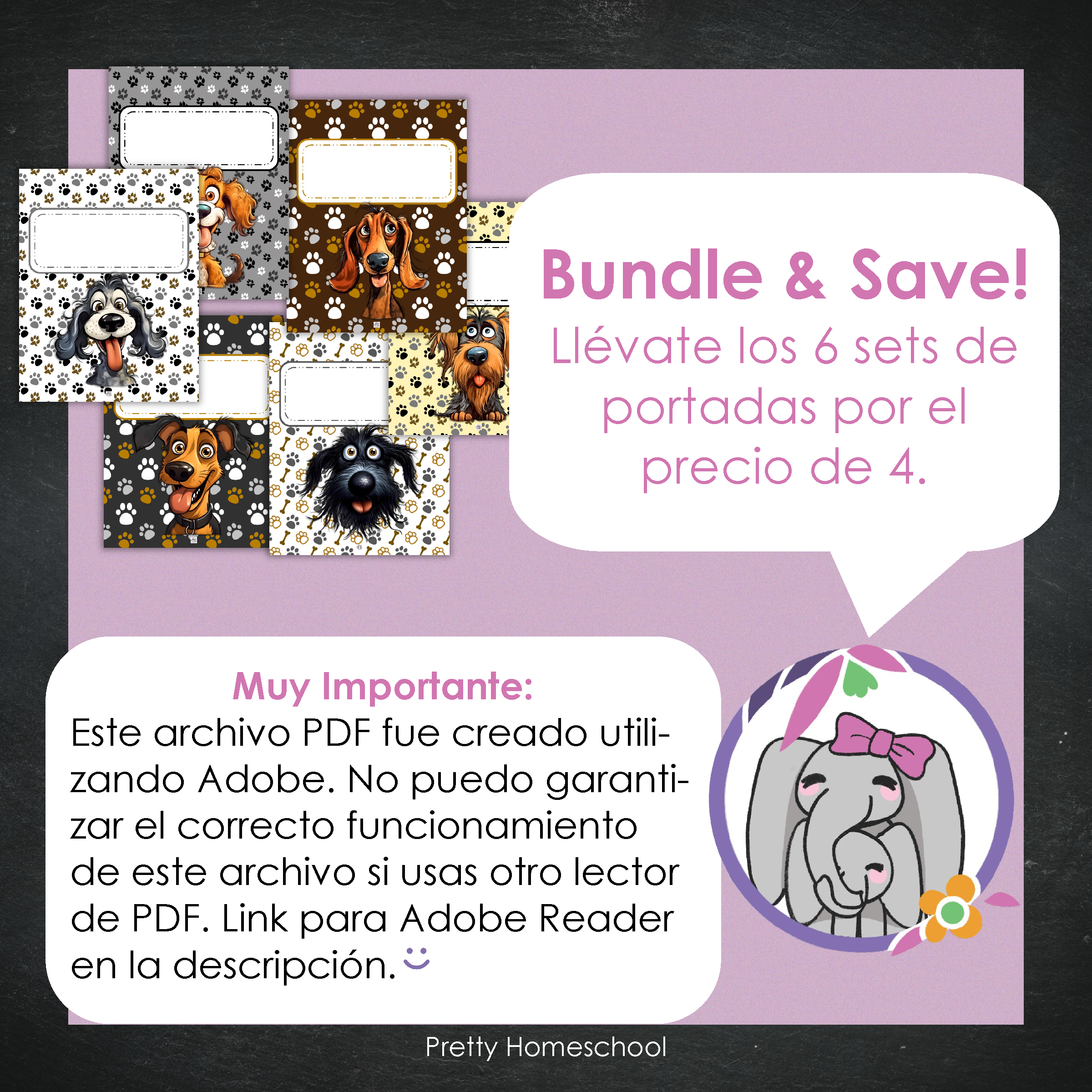 Portadas y espinas para carpetas - Editable / Imprimible - Happy Dogs