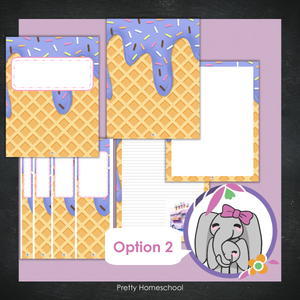 Printable and Editable Binder Covers and Spines - Ice Cream