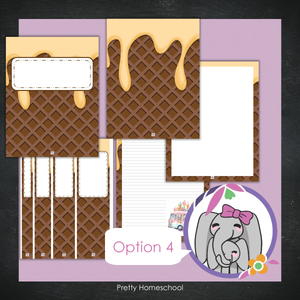 Printable and Editable Binder Covers and Spines - Ice Cream