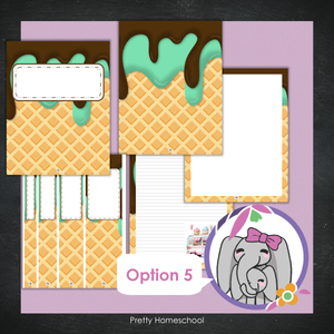 Printable and Editable Binder Covers and Spines - Ice Cream