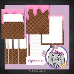 Printable and Editable Binder Covers and Spines - Ice Cream