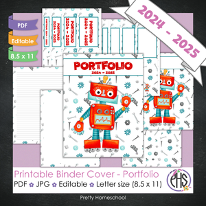 Editable and Printable Portfolio Binder Covers and Spines | Red Robot Theme