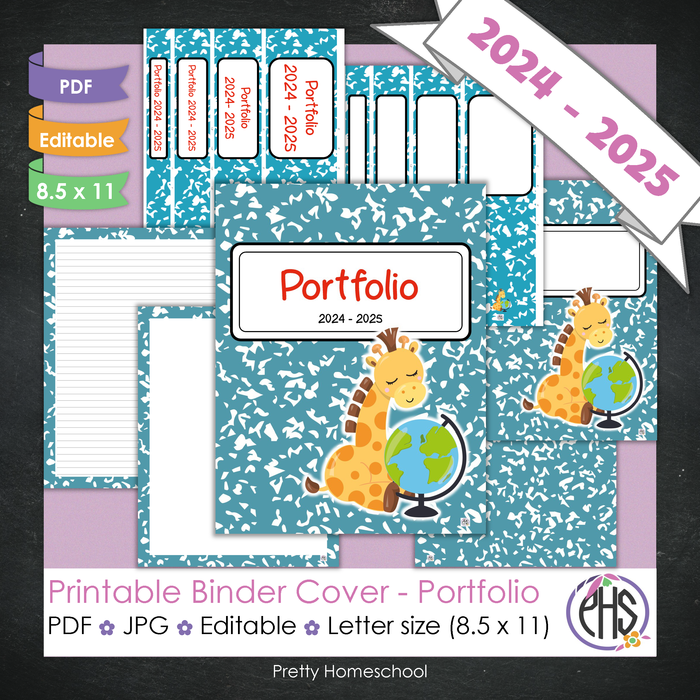 Editable and Printable Portfolio Binder Covers and Spines | School Animals Theme