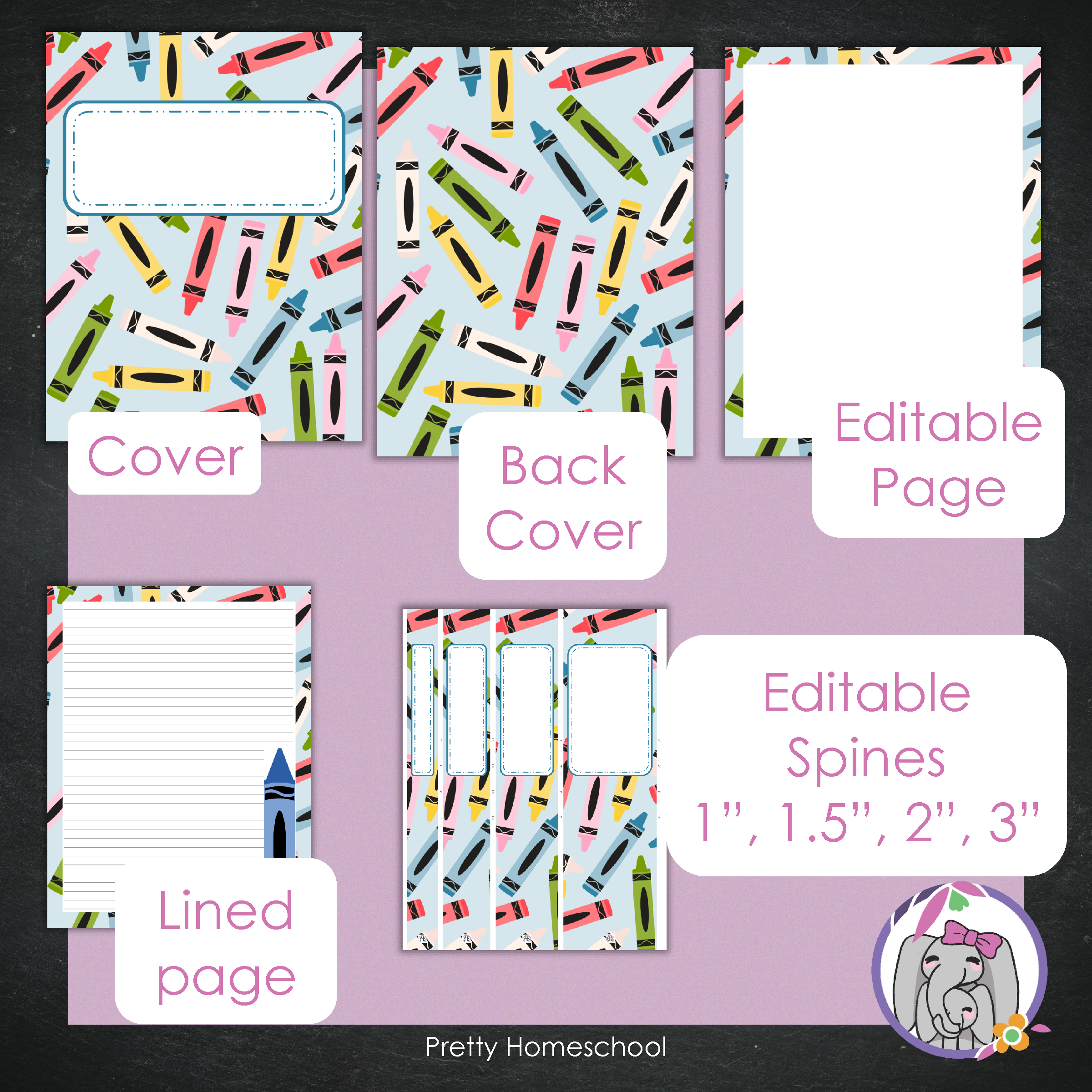 Printable and Editable Binder Covers and Spines - School