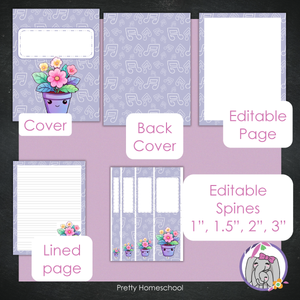 Printable and Editable Binder Covers and Spines - Suculents