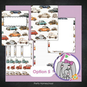 Printable and Editable Binder Covers and Spines - Vintage Cars
