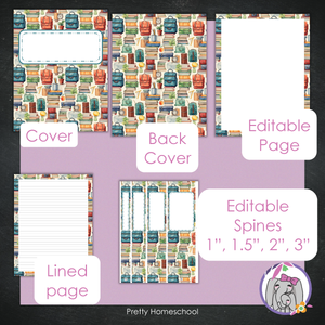 Printable and Editable Binder Covers and Spines - Vintage School