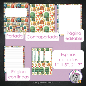 Portadas y espinas para carpetas - Editable / Imprimible - Vintage School