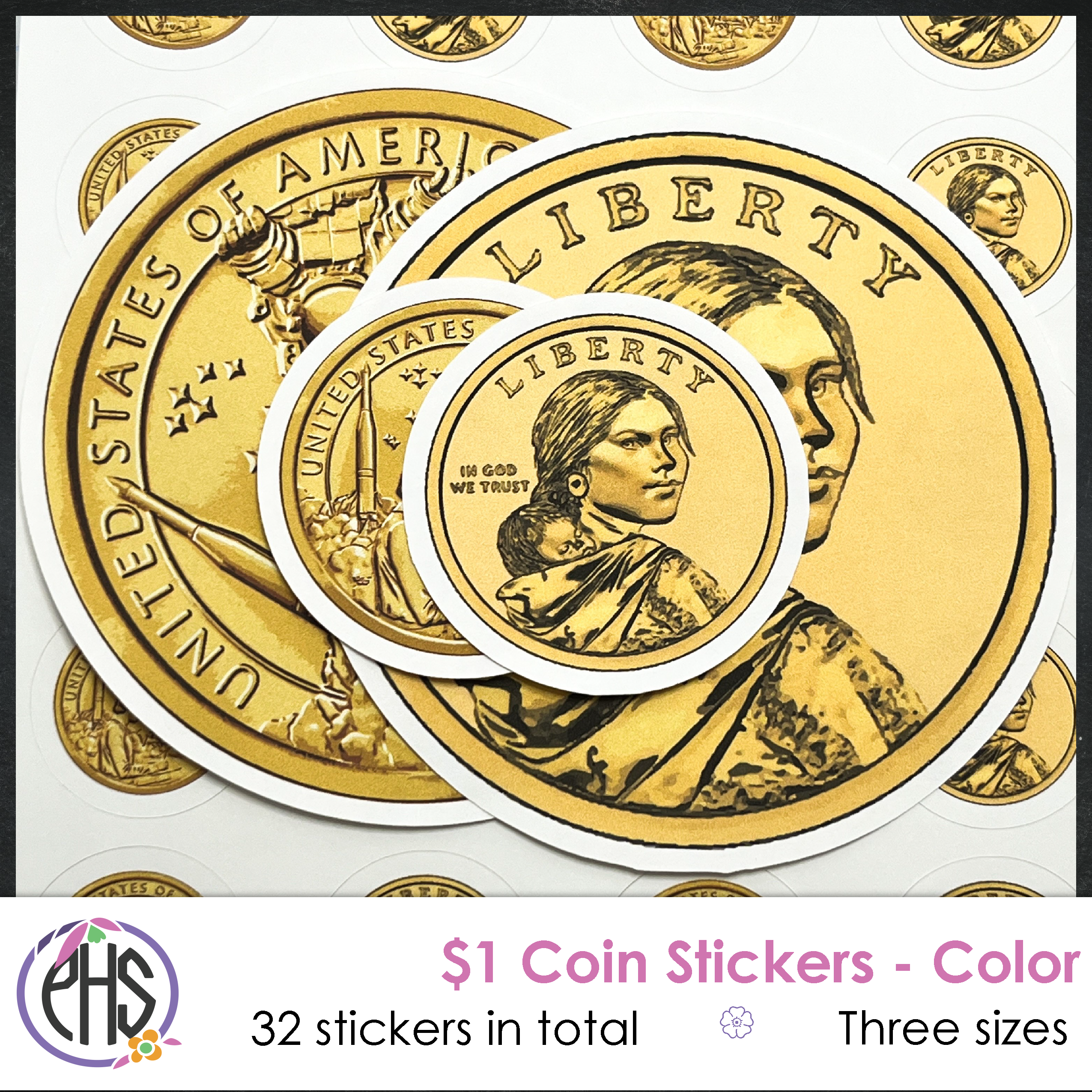 One-dollar Coin Stickers $1