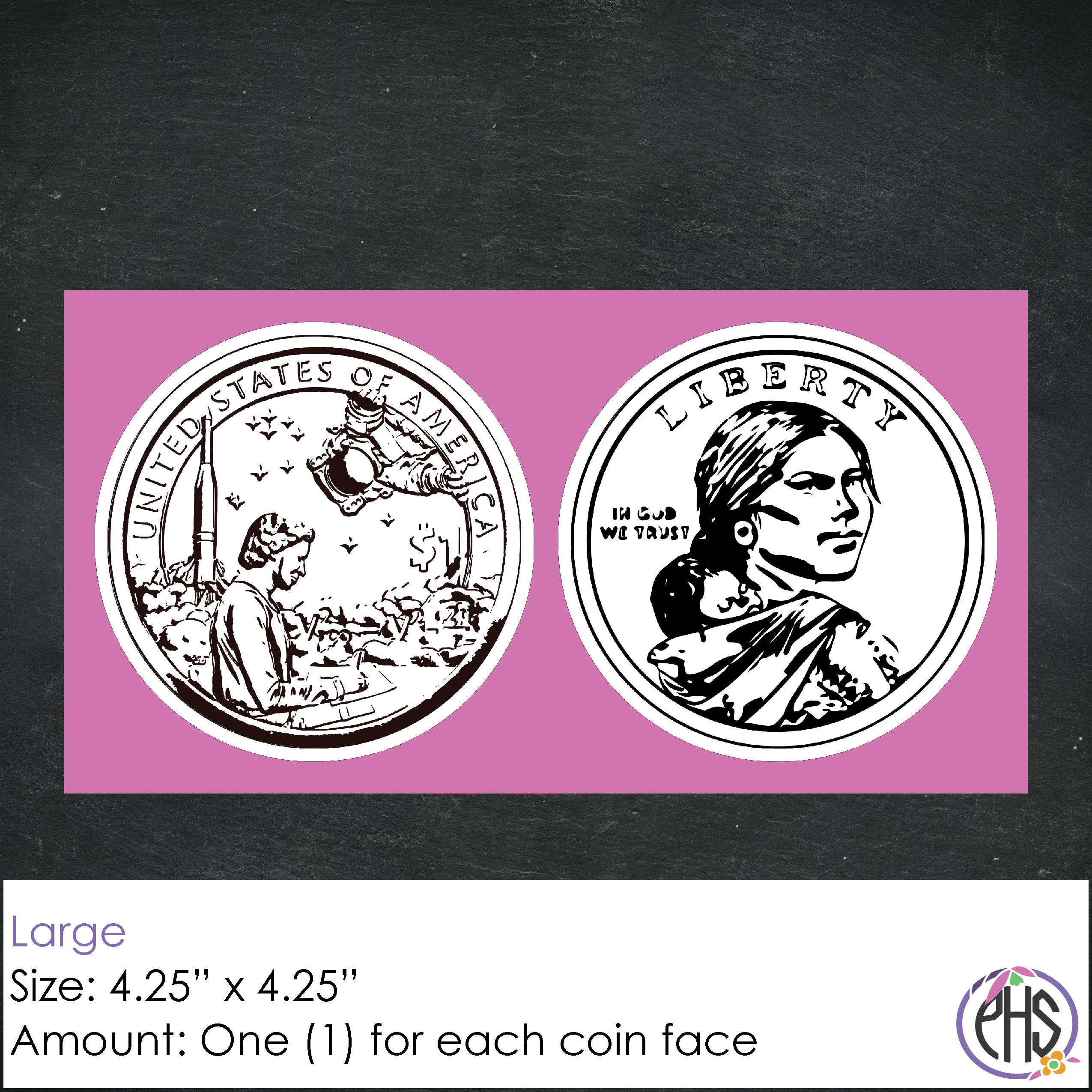 Black and White One-dollar Coin Stickers $1